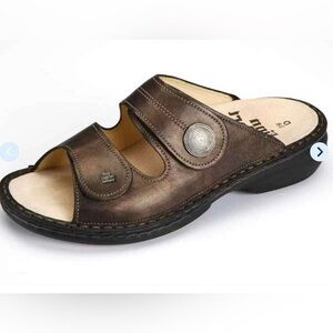 Finn Comfort Germany Women Sanisbar Dark Brown Adjustable Leather Sandals EUR38